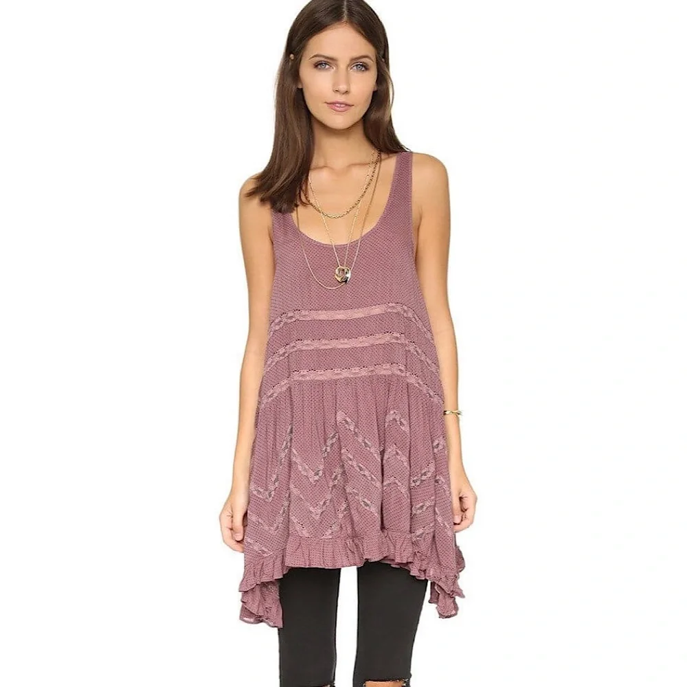 Free People Lace Inset Trapeze Dress